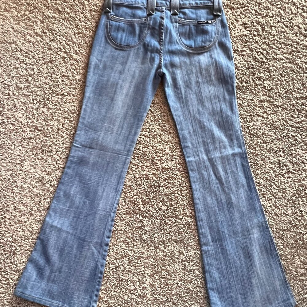 Vintage Frankie B Ultra Flare Jeans Size 6 Light Wash Low Rise Y2K